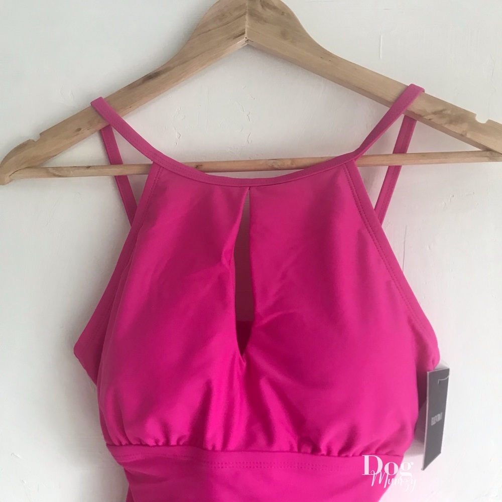 Ellen Tracy Swimsuit One Piece Halter Love Potion Pink Swimsuit - Picture 3 of 5